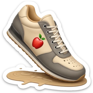 3D Apple-style emoji of a foot with a sneaker stepping on the ground, leaving a shoe print.






 sticker