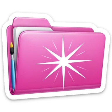  folder light sparkles pink plain with brush logo sticker