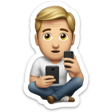 man completely distracted on his phone sticker