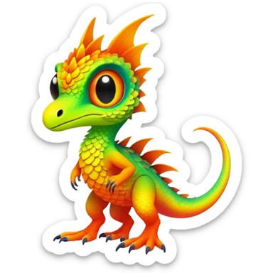 Tropical exotic lush warm-colored neon-colored Fakémon-Trico-creature (full body) sticker
