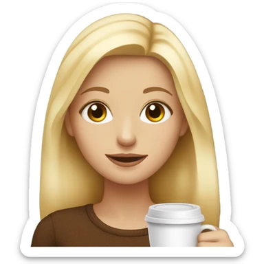 Blonde girl drinking coffee hazel eyes sticker