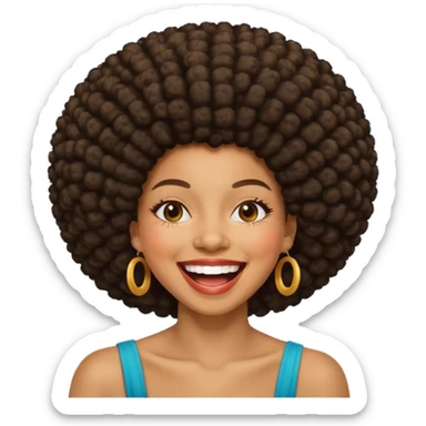 Black woman with an afro laughing  sticker