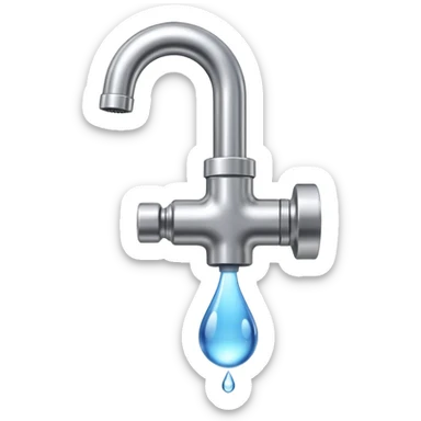 a tap with a small water droplet at the end sticker