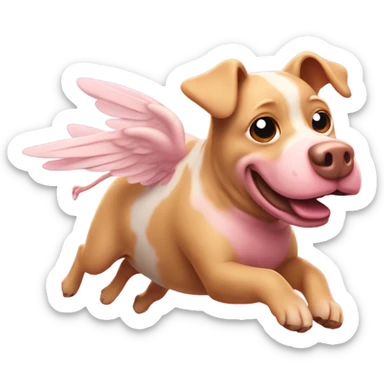 Dog flying on a pig sticker
