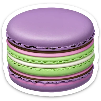 Realistic pastel purple macaroon with pastel green and pastel white fillings sticker