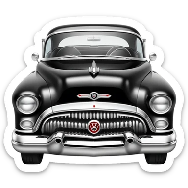 vintage hot rod, based on 1956 Buick Century, monochrome black and white sticker