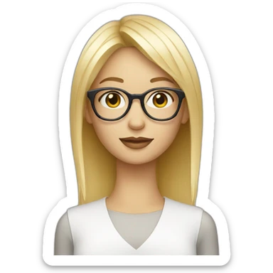 blonde designer with glasses and fringe sticker