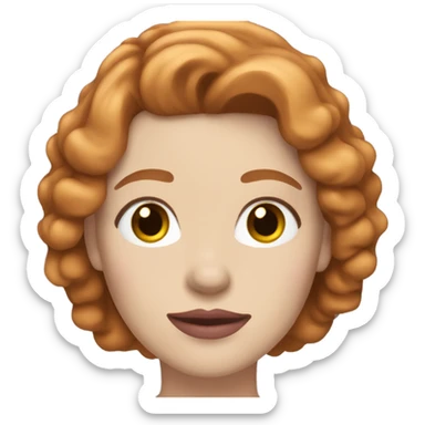 pale pretty woman with shoulder length ginger-brown hair, natural pink lips, and long lashes sticker