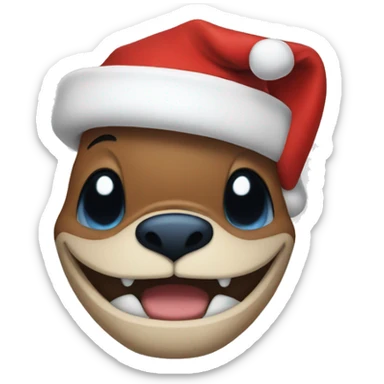 Stich with santa hat sticker