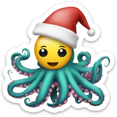 Santa on an octopus  sticker