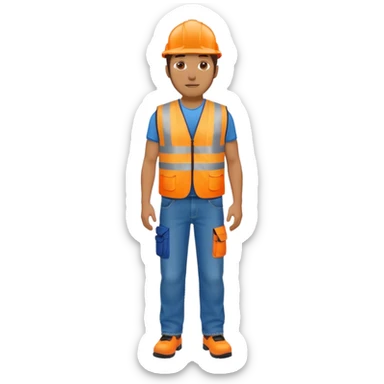 man in orange hi vis vest and jeans, standing full body sticker