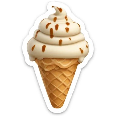 stracciatella ice cream caramel color on a beige ice cream cone sticker
