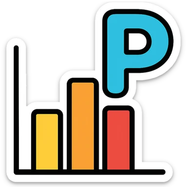 Probability symbol in a lineal color icon with black outlines sticker