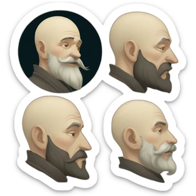 Bald nan with beard alphonse mucha sticker