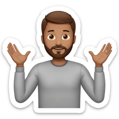 A man with brown hair and beard with his arms open waiting for a hug sticker