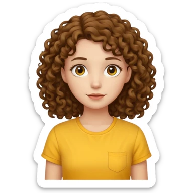curly haired girl with yellow shirt sticker