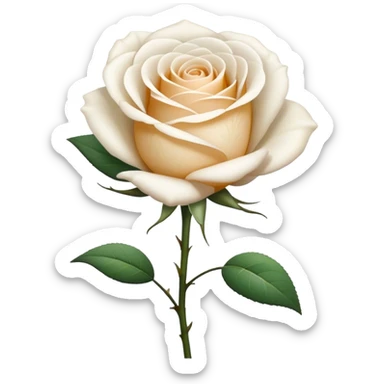 single Bi-Colored Tea White Rose Rose, straight stem sticker