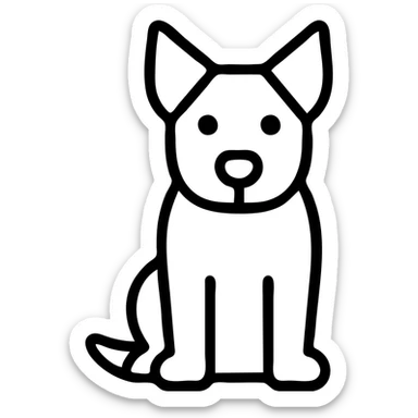 outlined icon style black grey and white blue heeler dog sitting minimal details sticker