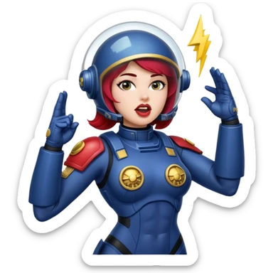 woman space marine in bodysuit salutes tongue out sticker