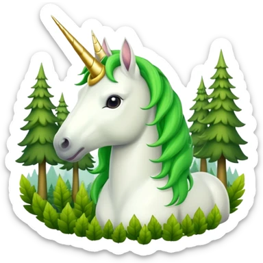 Единорог с зеленой гривой, лесной единорог sticker