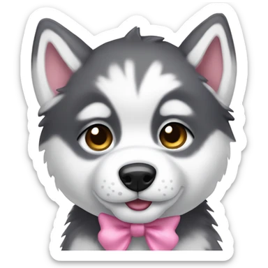 Husky puppy with pink bow sticker