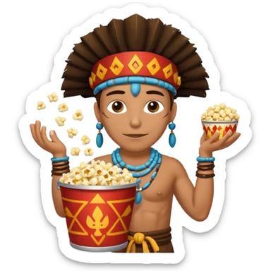 a shaman holding a bucket of popcorn sticker