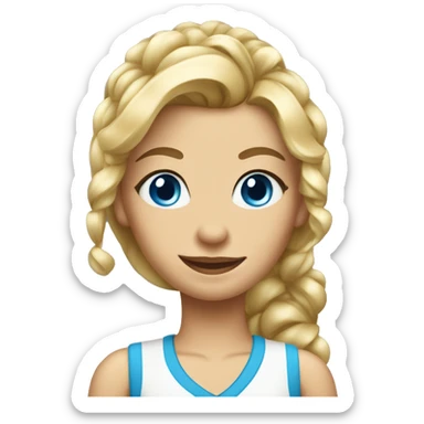 Blond Girl with high curled ponytail and blue eyes  sticker