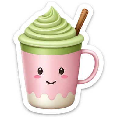 light pink cup with matcha latte sticker