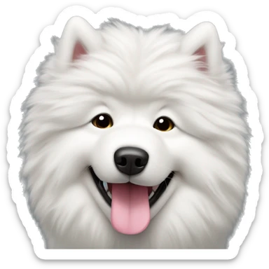 a fluffy samoyed with its tongue out  sticker