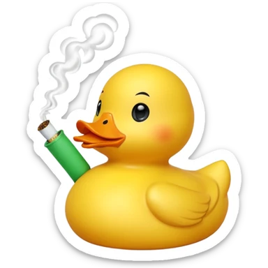 Rubber duck smoking a splif cartoon sticker