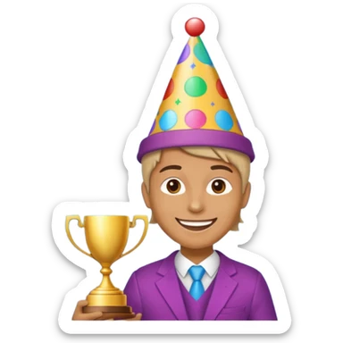 Create an emoji that reflects man/woman that is happy, and that asks a lot of questions and get rewarded as most active participant in a training sticker