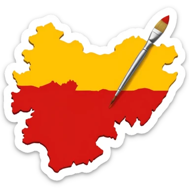 Create a emoji an Karnataka Map top yellow brush paint type and bottom red brush paint type sticker
