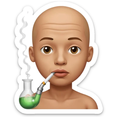 Boy with bald head huge lips smoking from a glass  pipe  sticker