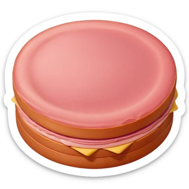 plain round slice of pink bologna, no garnish sticker