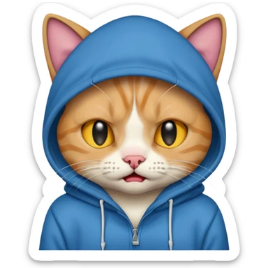 cat crying with hoodie  sticker