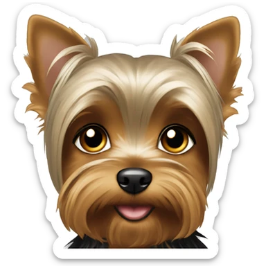 girl yorkie beige with silver and light brown ear tips sticker