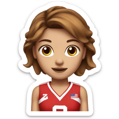 cheerleader red uniform brown hair  sticker