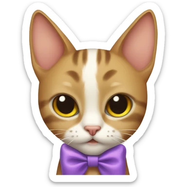 cat with bow  sticker
