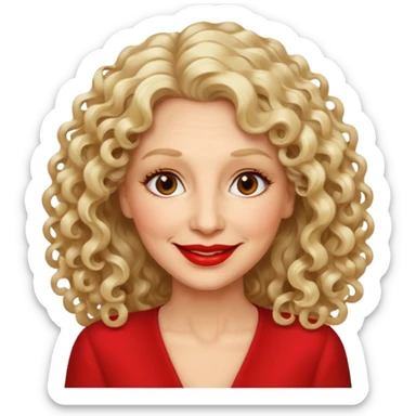 femme 60 ans cheveux blonds long très bouclés yeux marrons sourir sticker