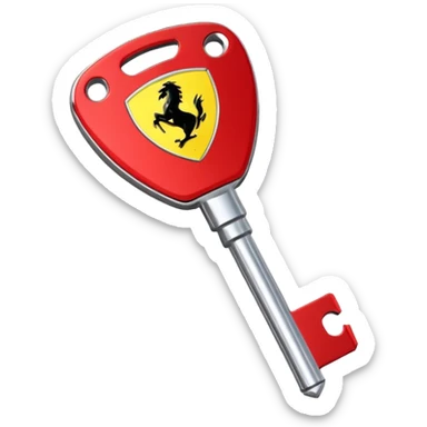 red Ferrari key with a yellow background sticker