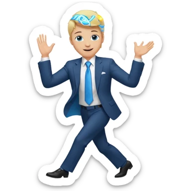 Blonde guy blue eyes dancing. Also wearing a suit and tie sticker