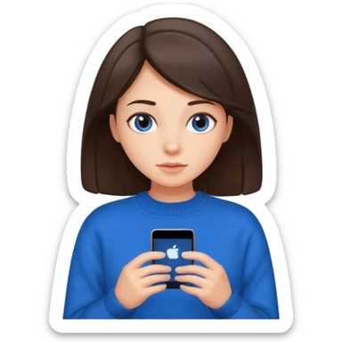brunette girl whit blue sweater sticker