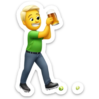 Golfer drinking a beer after a hole in one sticker