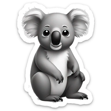koala, black nd white sticker