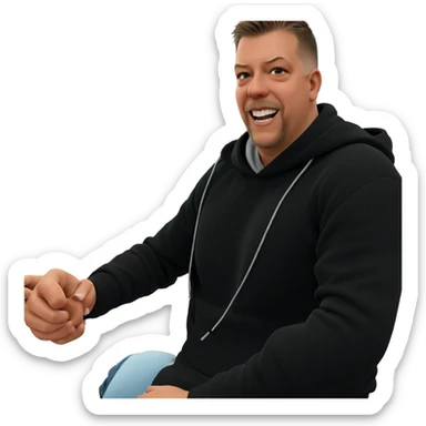 smiling boy in hooded sweater sticker