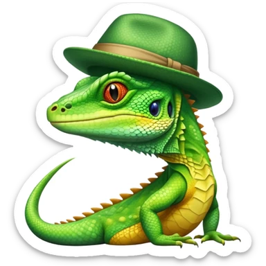 Lizard with a hat sticker