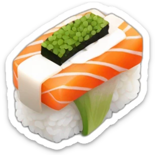 Sushi, isometric 45 Degree Angle, semi topdown view sticker