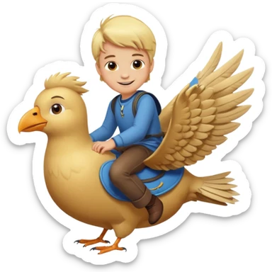 blonde boy with bird riding sticker