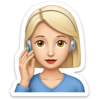 woman with hearing aid sticker