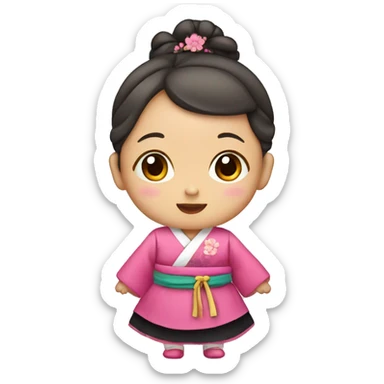 Baby girl wearing hanbok sticker